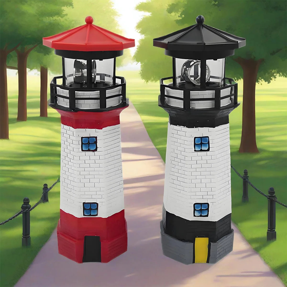 Solar Rotating Lighthouse Light – Waterproof Garden Decor