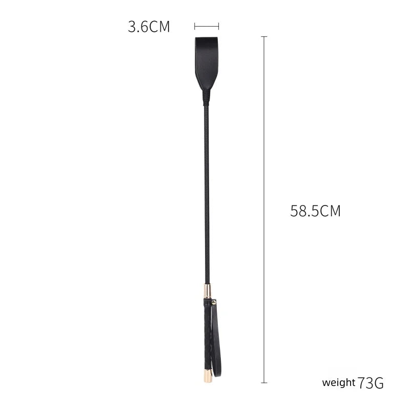 Black-long-length Color Leather Riding Crop – Ideal for Couples' Play