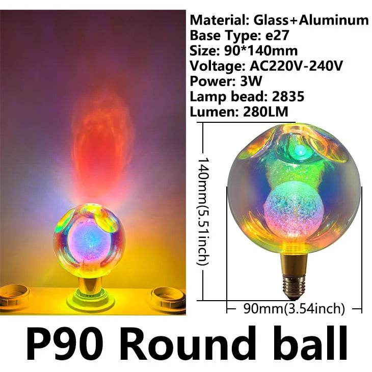 P90 Round ball Emitting Color E27 LED Globe Bulb – Vintage Decorative Lighting