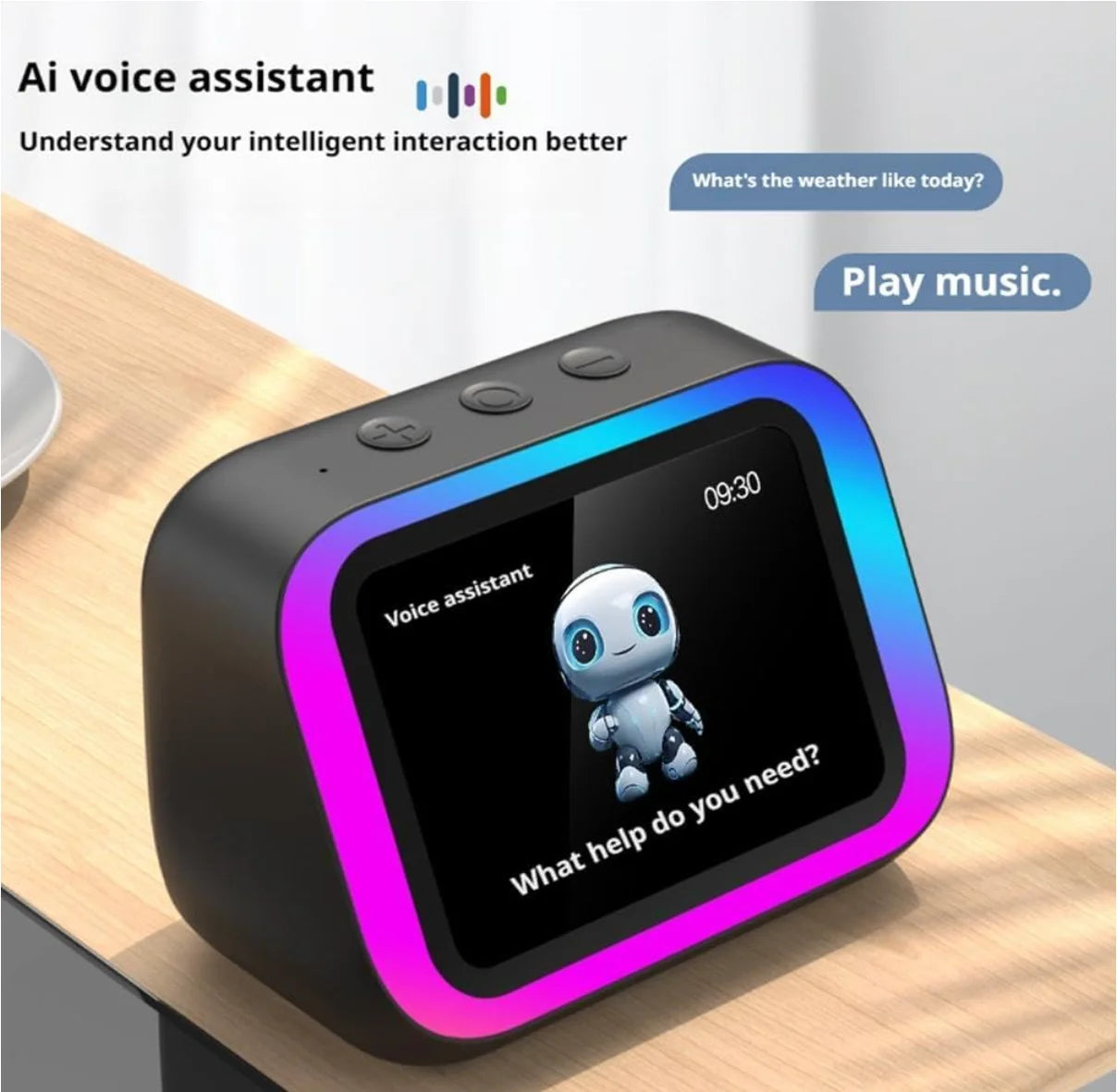 AI Smart Bluetooth Speaker – HD Touchscreen & Alarm