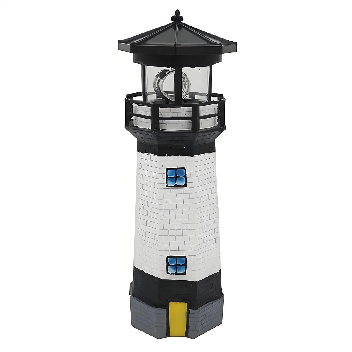 Black Lighthouse Emitting Color Solar Rotating Lighthouse Light – Waterproof Garden Decor