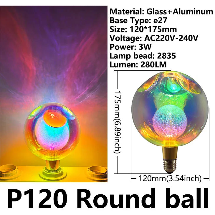 P120 Round ball Emitting Color E27 LED Globe Bulb – Vintage Decorative Lighting