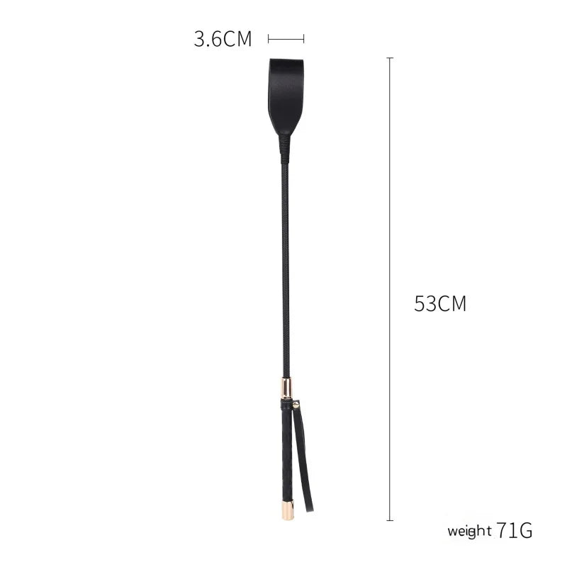 Black-mid-length Color Leather Riding Crop – Ideal for Couples' Play