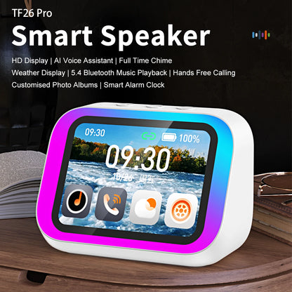 AI Smart Bluetooth Speaker – HD Touchscreen & Alarm